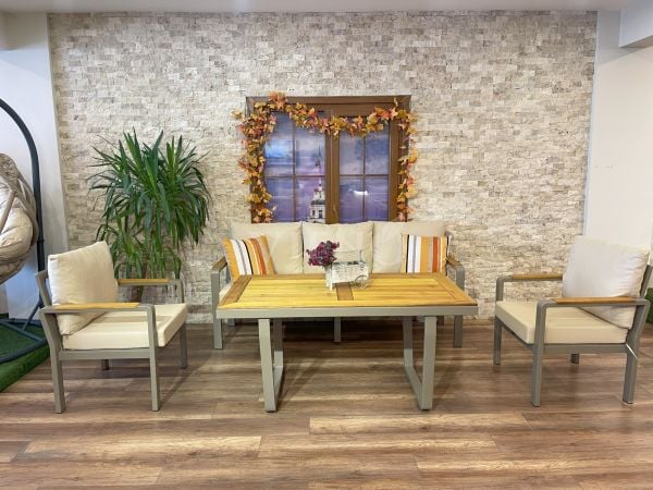 Calidus 3'lü Alüminyum Bahçe Balkon Oturma Grubu