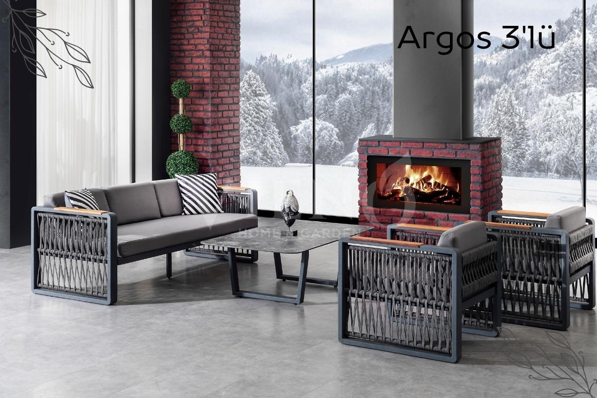 Argos Alüminyum Bahçe Balkon Oturma Grubu Alçak HPL Kompakt Sehpa - Antrasit