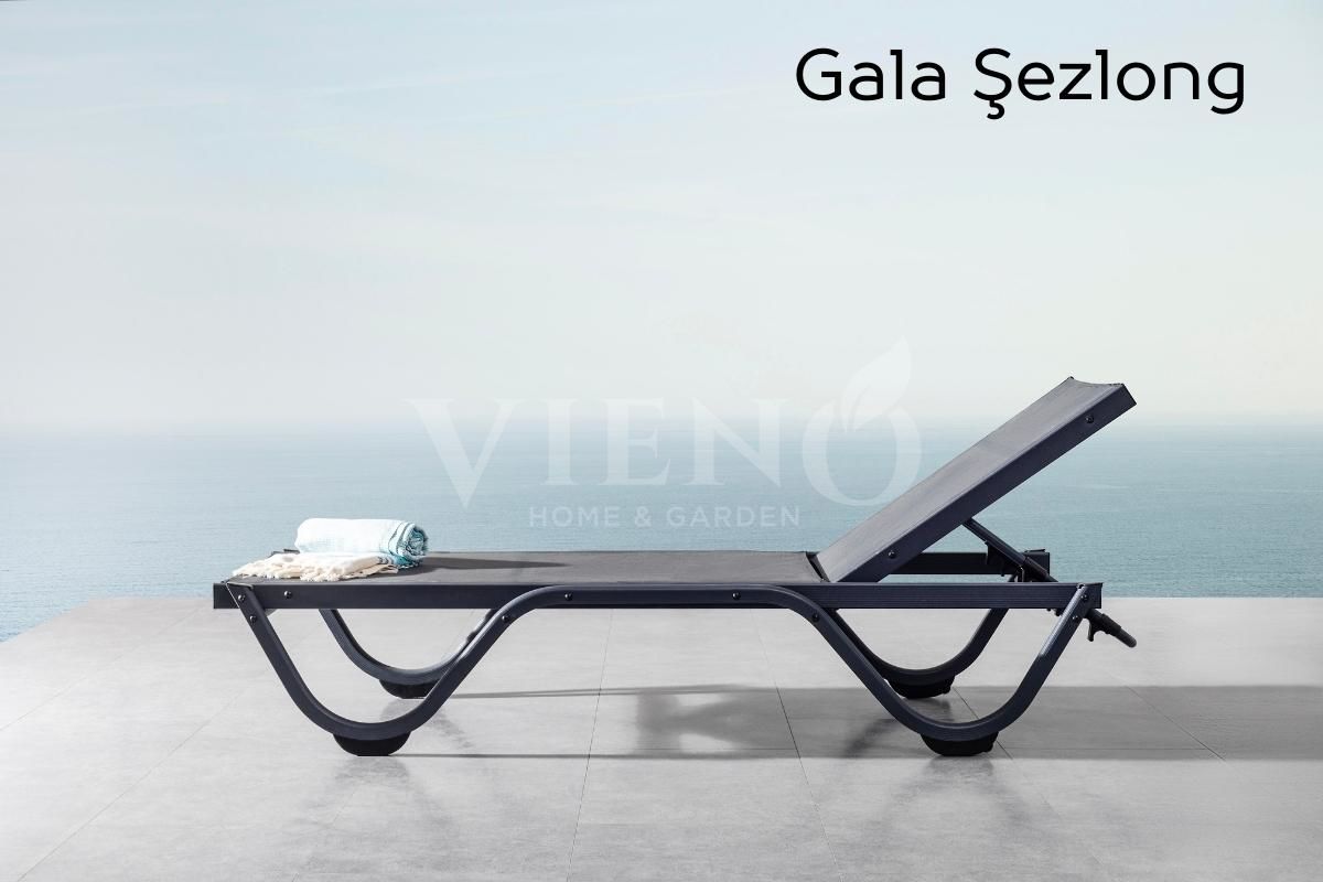 Gala Kolsuz Alüminyum File Şezlong Antrasit