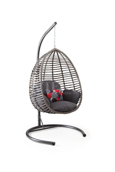 Gümbet Rattan Bahçe Balkon Salıncak Gri