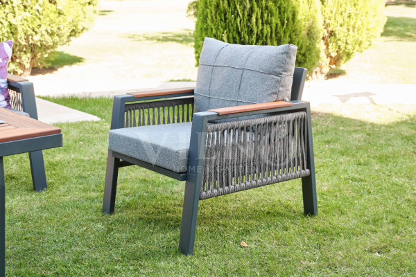 Efes Plus Alüminyum Bahçe Balkon Oturma Grubu Antrasit