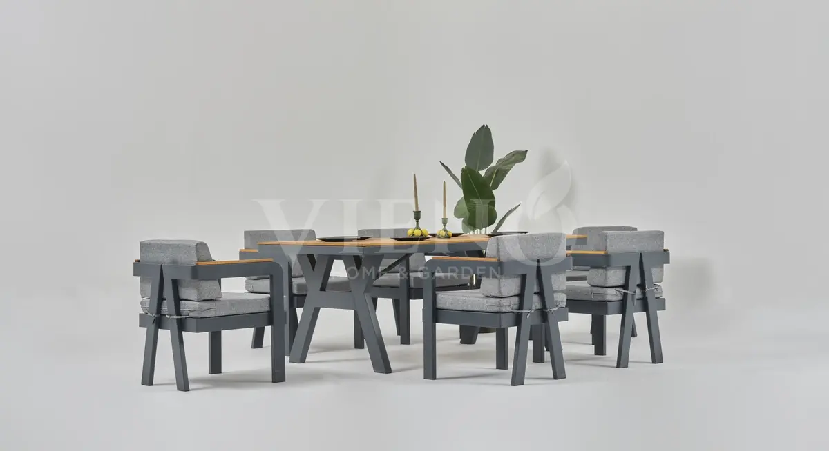 Atlantis Alüminyum Bahçe Balkon Masa Takımı(100cm x 200cm) Antrasit