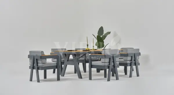 Atlantis Alüminyum Bahçe Balkon Masa Takımı(100cm x 200cm) Antrasit