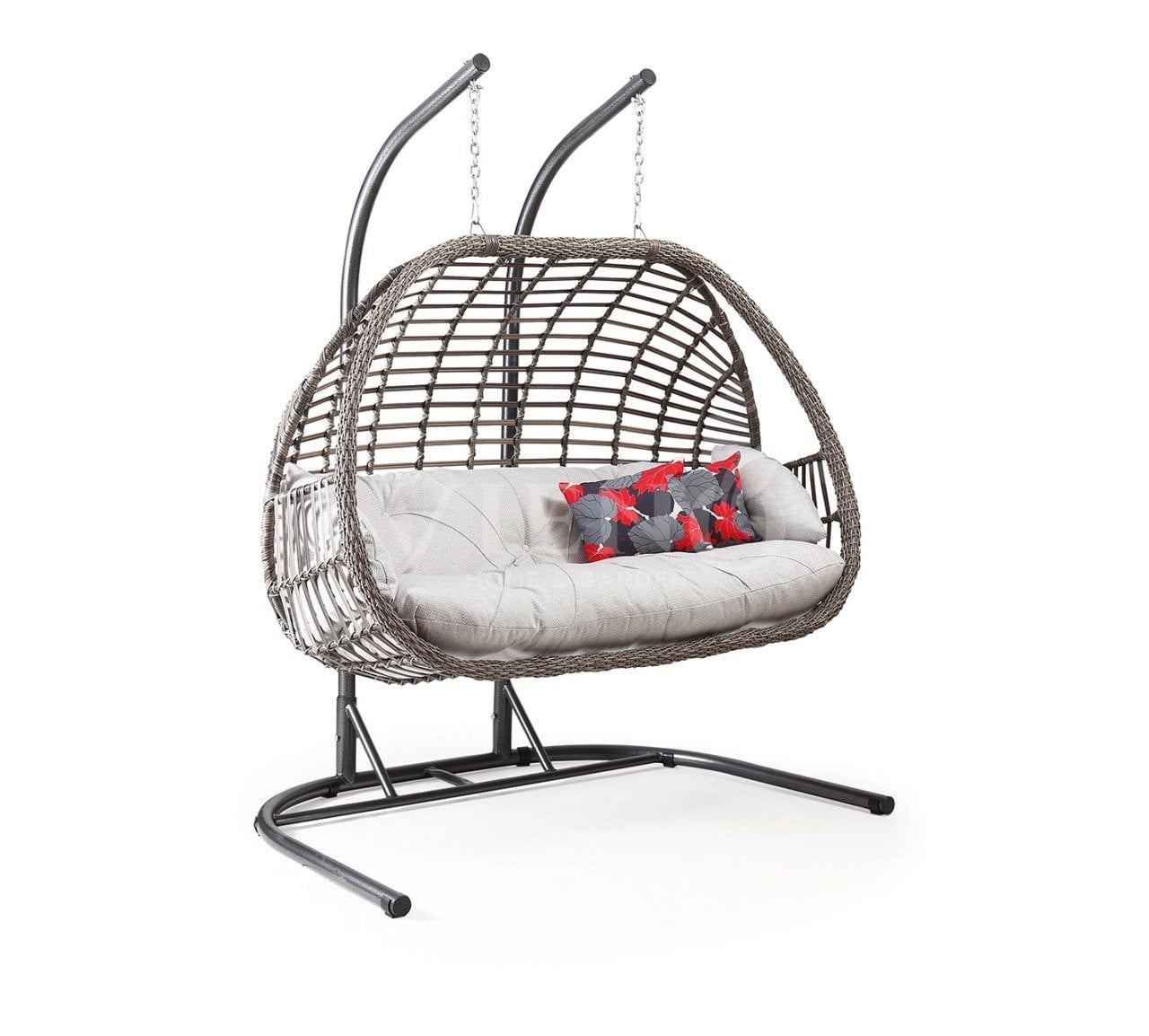 Oylat İkili Rattan Bahçe Balkon Salıncak (TEŞHİR) Gri