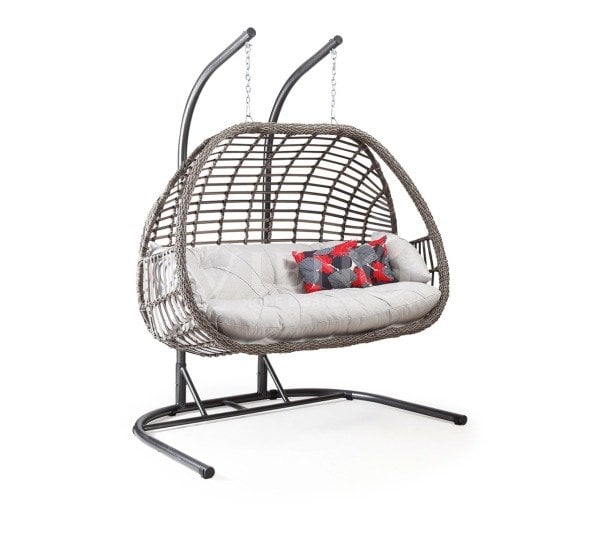 Oylat İkili Rattan Bahçe Balkon Salıncak (TEŞHİR) Gri
