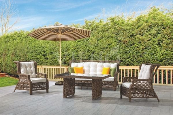 Eyfel Rattan Bahçe Balkon Oturma Grubu Açık Kahve