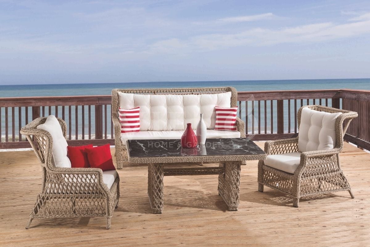 Eyfel Rattan Bahçe Balkon Oturma Grubu Cappuccino