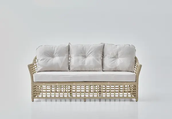 Bergama Rattan Bahçe Balkon Oturma Grubu Cappuccino - Bench Hariç