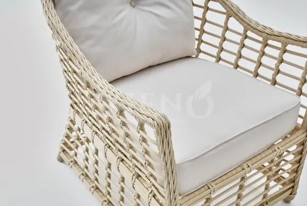 Bergama Rattan Bahçe Balkon Oturma Grubu Cappuccino - Bench Dahil