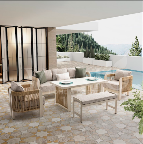 Atlas  Alüminyum Bahçe Balkon Oturma Grubu Krem