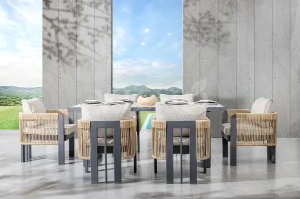 Atlas Alüminyum Bahçe Balkon Masa Takımı (100cm x 200cm) Antrasit