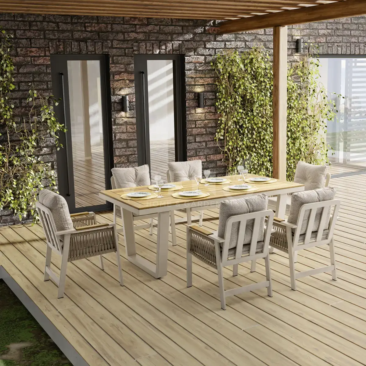 Artemis Plus Alüminyum Bahçe Balkon Masa Takımı (100x200) Krem