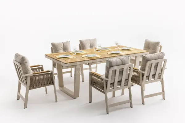 Artemis Plus Alüminyum Bahçe Balkon Masa Takımı (100x200) Krem