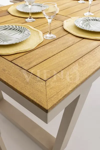 Artemis Plus Alüminyum Bahçe Balkon Masa Takımı (100x200) Krem