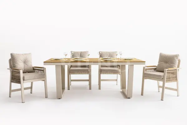 Artemis Plus Alüminyum Bahçe Balkon Masa Takımı (100x200) Krem