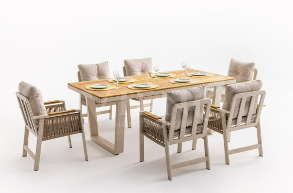 Artemis Plus Alüminyum Bahçe Balkon Masa Takımı (100x200) Krem