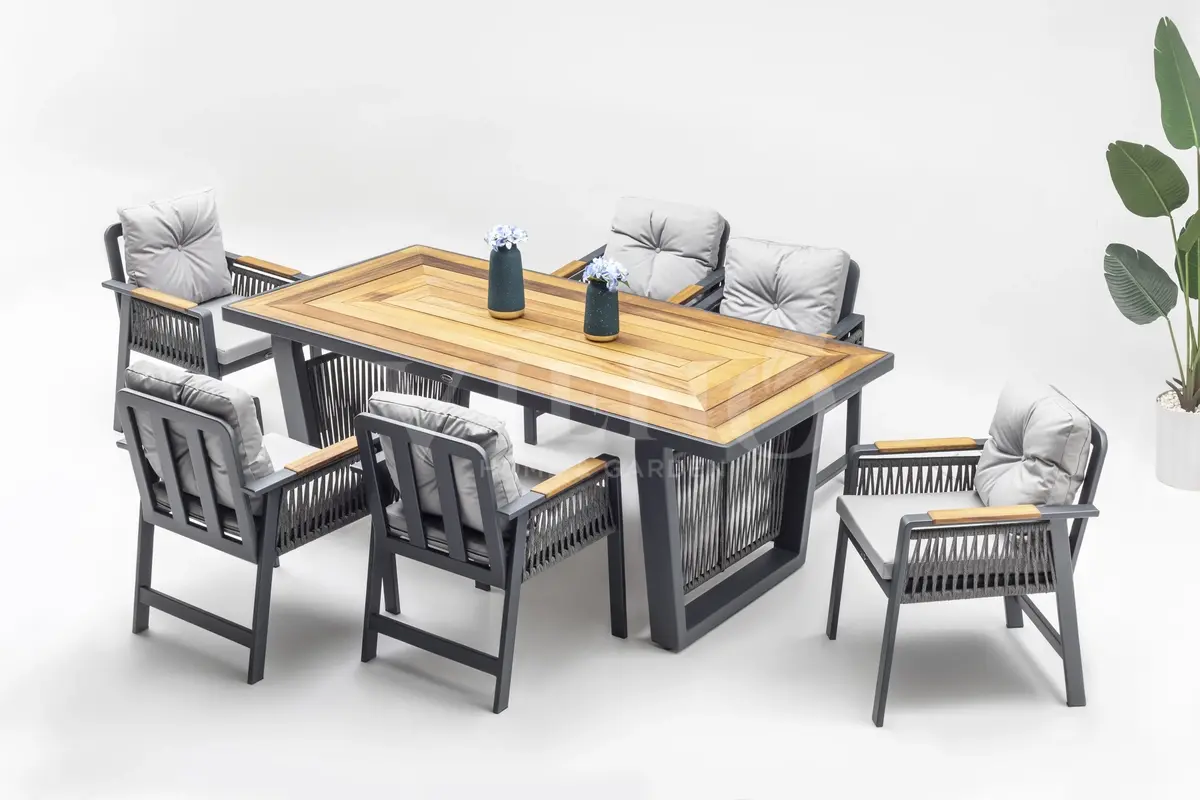Artemis Plus Alüminyum Bahçe Balkon Masa Takımı (100x200) Antrasit