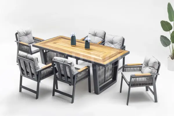 Artemis Plus Alüminyum Bahçe Balkon Masa Takımı (100x200) Antrasit