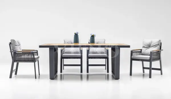 Artemis Plus Alüminyum Bahçe Balkon Masa Takımı (100x200) Antrasit