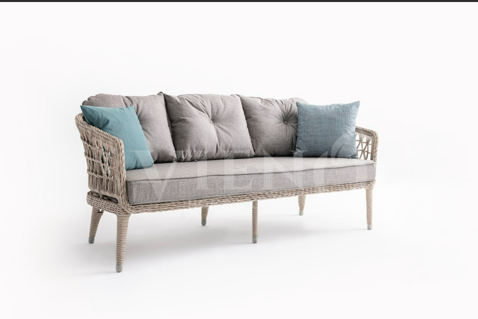 Oslo Rolex Rattan Bahçe Balkon Oturma Grubu Gri