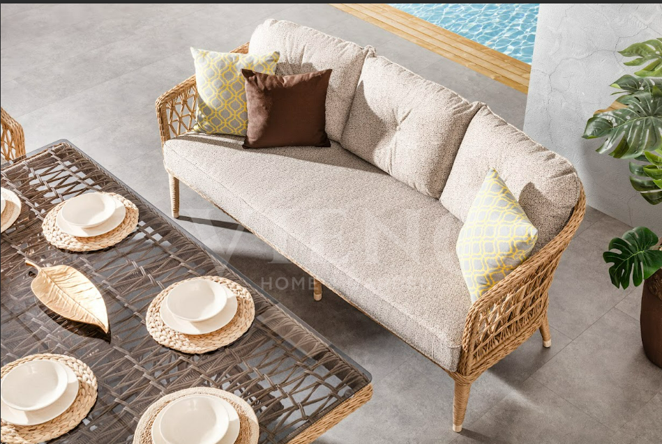 Oslo Rattan Bahçe Balkon Oturma Grubu Cappuccino