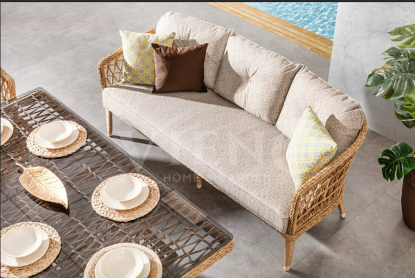 Oslo Rattan Bahçe Balkon Oturma Grubu Cappuccino