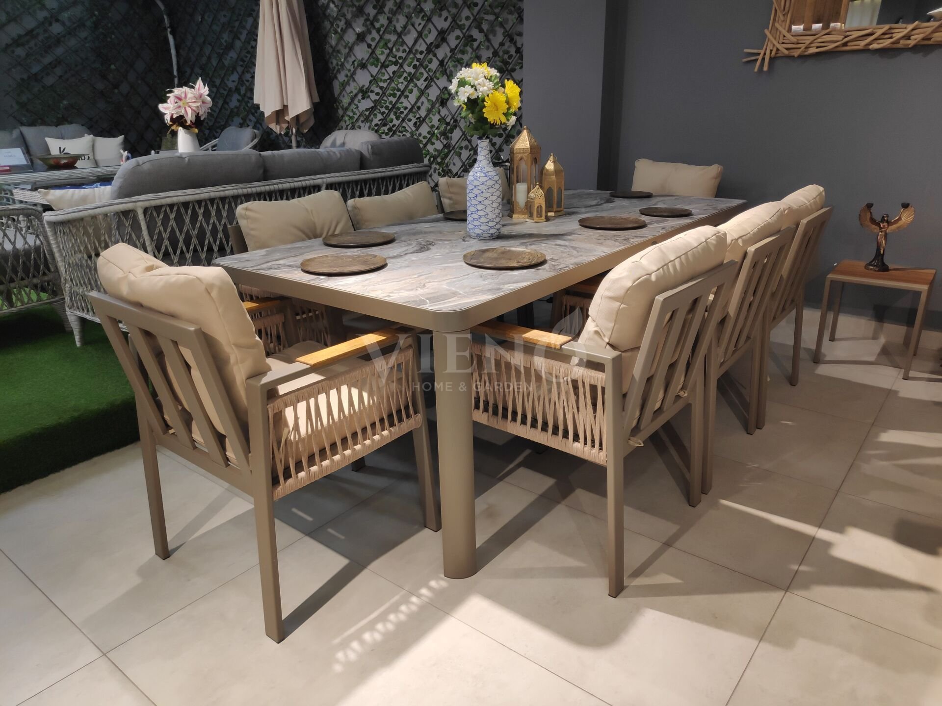 Rita & Efes Plus  Alüminyum Bahçe Balkon Masa Takımı (100x220) (TEŞHİR)