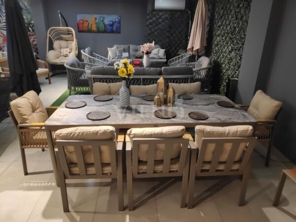 Rita & Efes Plus  Alüminyum Bahçe Balkon Masa Takımı (100x220) (TEŞHİR)