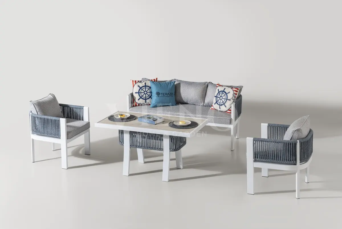 Marina Midi Alüminyum Bahçe Balkon Oturma Grubu