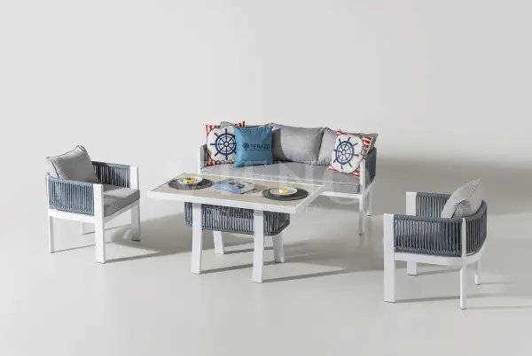 Marina Midi Alüminyum Bahçe Balkon Oturma Grubu