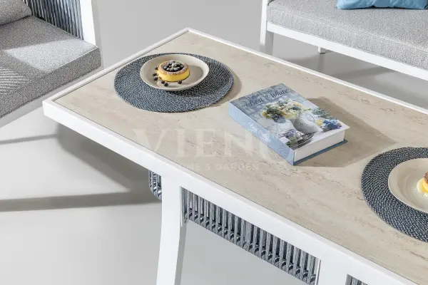 Marina Midi Alüminyum Bahçe Balkon Oturma Grubu Krem