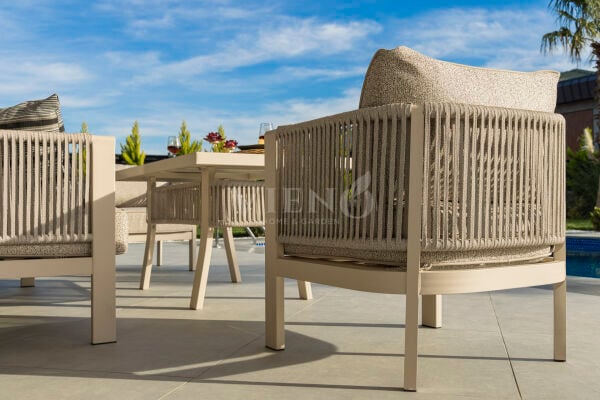 Marina Midi Alüminyum Bahçe Balkon Oturma Grubu Krem