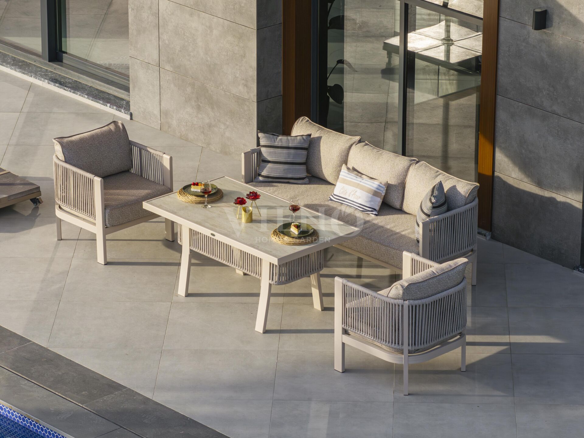 Marina Midi Alüminyum Bahçe Balkon Oturma Grubu