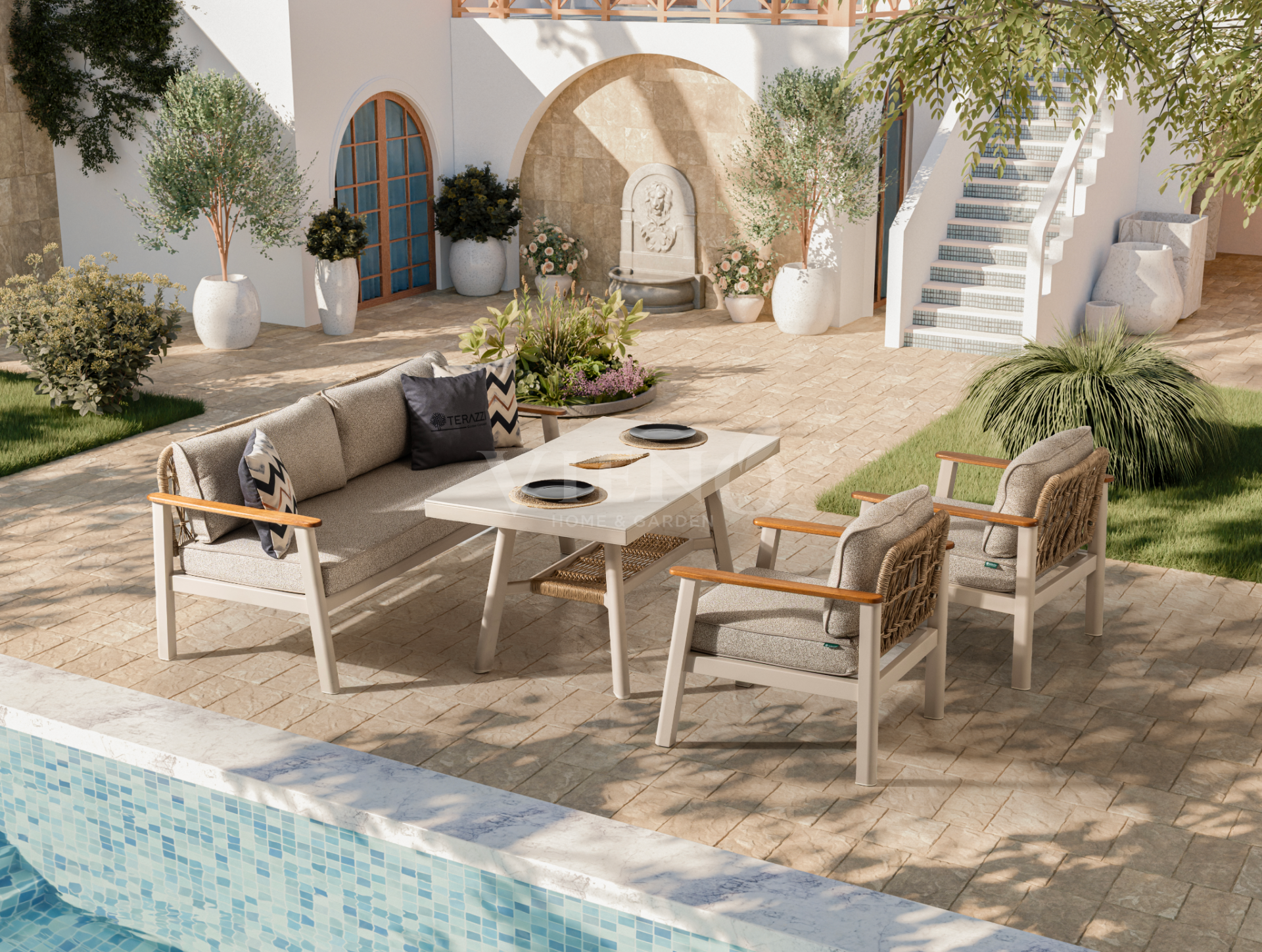 Onyx Alüminyum Bahçe Balkon Oturma Grubu