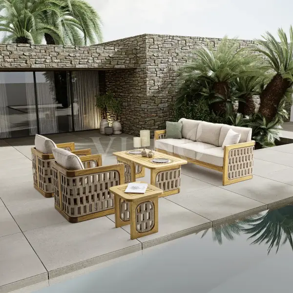 Zeus Wood Ahşap Bahçe Balkon Oturma Grubu