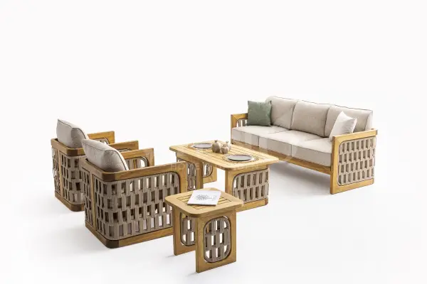 Zeus Wood Ahşap Bahçe Balkon Oturma Grubu