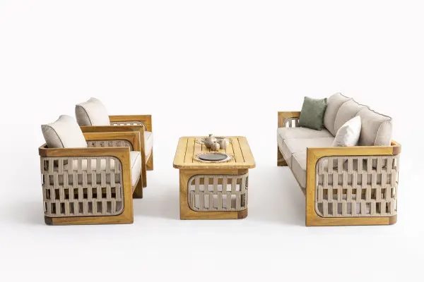 Zeus Wood Ahşap Bahçe Balkon Oturma Grubu