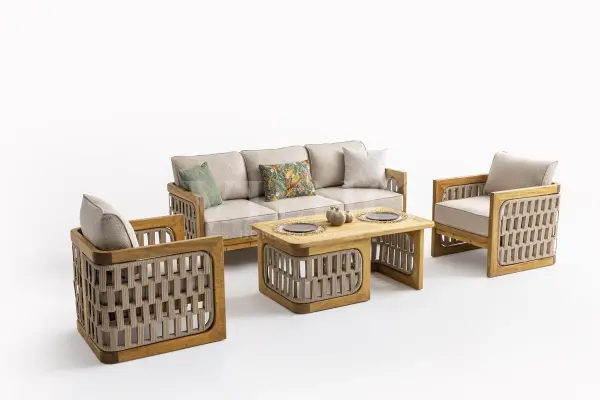 Zeus Wood Ahşap Bahçe Balkon Oturma Grubu