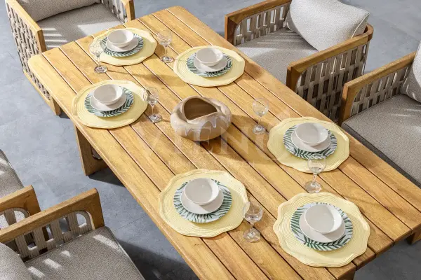 Zeus Wood Ahşap Bahçe Balkon Masa Takımı (100cm x 200cm)