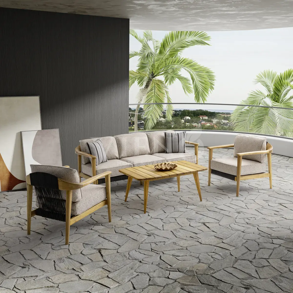 Apollo Wood Ahşap Bahçe Balkon Oturma Grubu