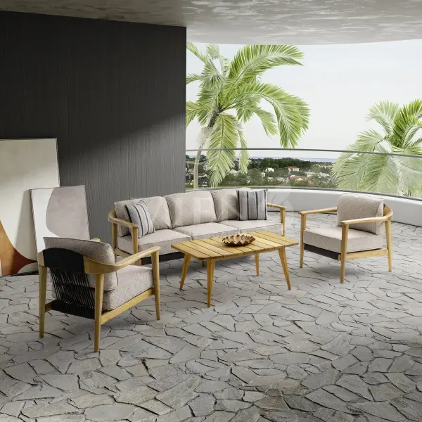 Apollo Wood Ahşap Bahçe Balkon Oturma Grubu