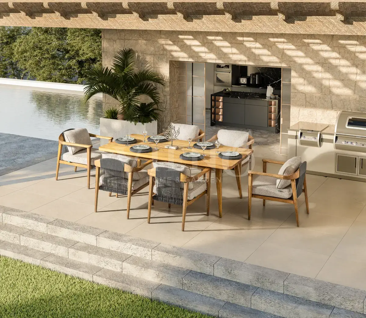 Apollo Wood Ahşap Bahçe Balkon Masa Takımı (100cm x 200cm)