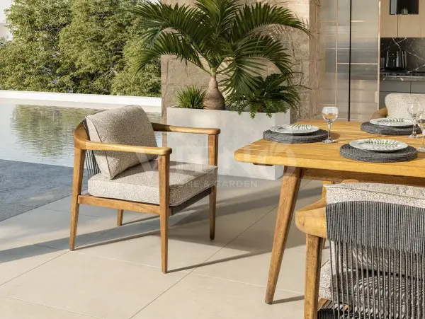 Apollo Wood Ahşap Bahçe Balkon Masa Takımı (100cm x 200cm)