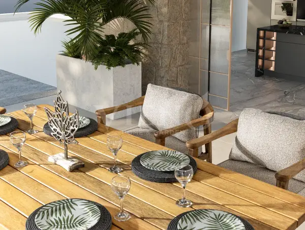 Apollo Wood Ahşap Bahçe Balkon Masa Takımı (100cm x 200cm)