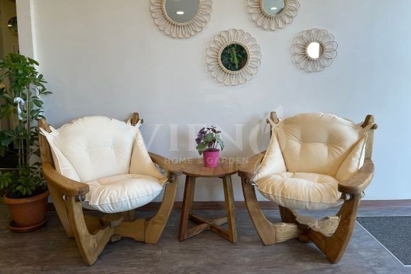 Relax Ahşap Sehpalı Bahçe Balkon Keyif Takımı (2 Tekli Koltuk + Sehpa)