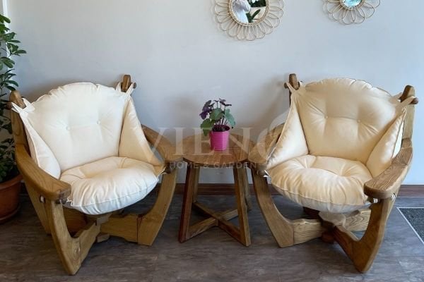 Relax Ahşap Sehpalı Bahçe Balkon Keyif Takımı (2 Tekli Koltuk + Sehpa)