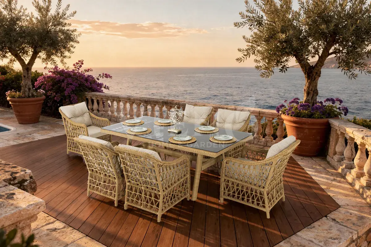 Dora Rattan Bahçe Balkon Masa Takımı (100cm x 200cm)