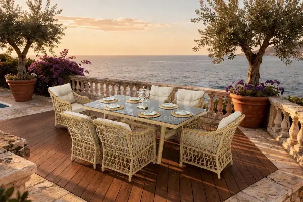 Dora Rattan Bahçe Balkon Masa Takımı (100cm x 200cm)