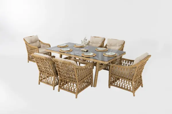 Dora Rattan Bahçe Balkon Masa Takımı (100cm x 200cm)