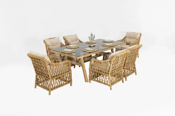 Dora Rattan Bahçe Balkon Masa Takımı (100cm x 200cm)